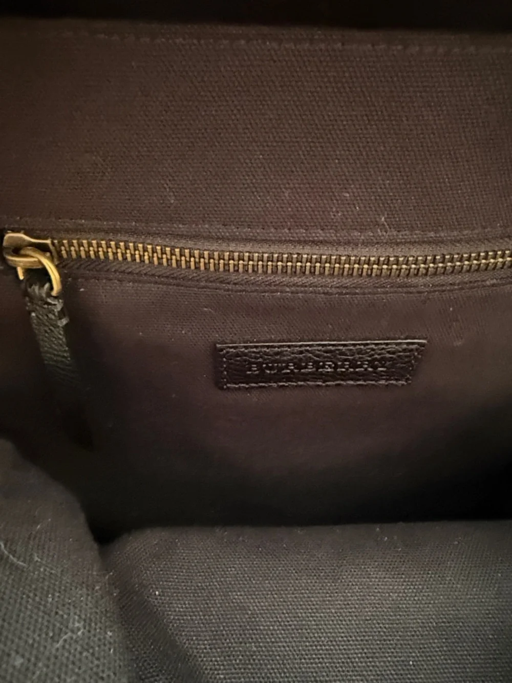 Burberry Tan Canvas Backpack with Black Leather and Red Stripe - Picture 5 of 6